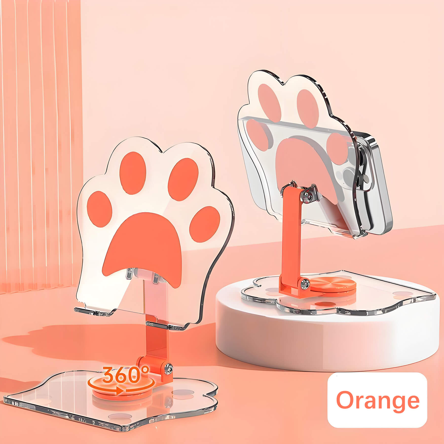 cute cat paw phone stand orange